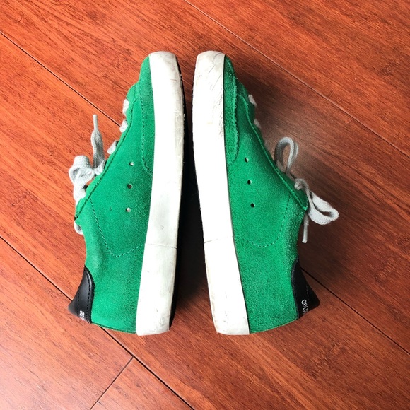 Final$ Golden Goose super kids low top suede sneaker EU29 US12 green white stars - Picture 4 of 14